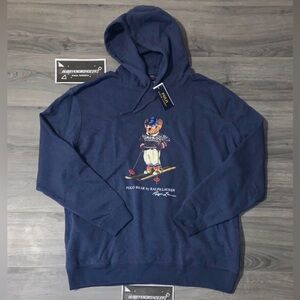 POLO RALPH LAUREN Big & Tall Blue Heather Skiing POLO BEAR Pullover Hoodie 3XB